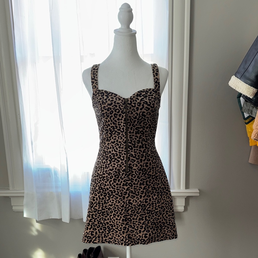 wild fable Leopard Print Sweetheart Mini Dress in Brown and Black